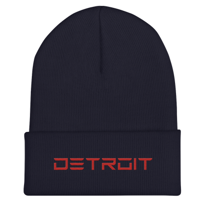 'Detroit' Cuffed Beanie (Electric Font) | Red