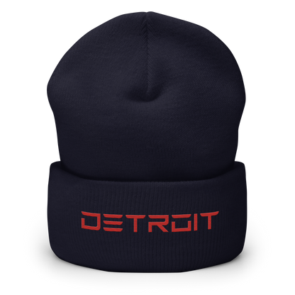 'Detroit' Cuffed Beanie (Electric Font) | Red