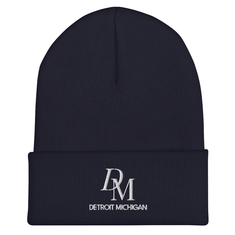 'DM Detroit Michigan' Cuffed Beanie (Luxury Goods Parody)