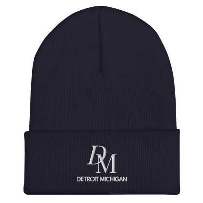 'DM Detroit Michigan' Cuffed Beanie (Luxury Goods Parody)