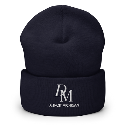 'DM Detroit Michigan' Cuffed Beanie (Luxury Goods Parody)