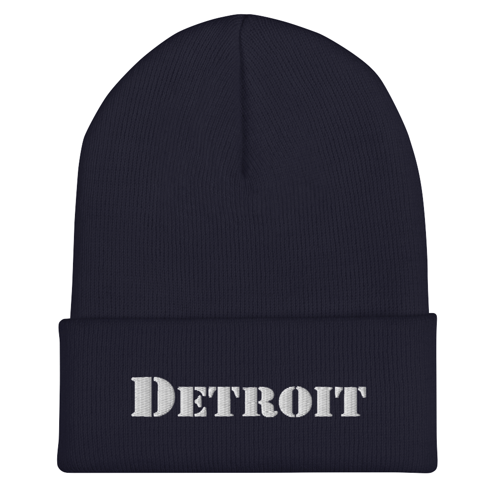 'Detroit' Cuffed Beanie (Army Font)