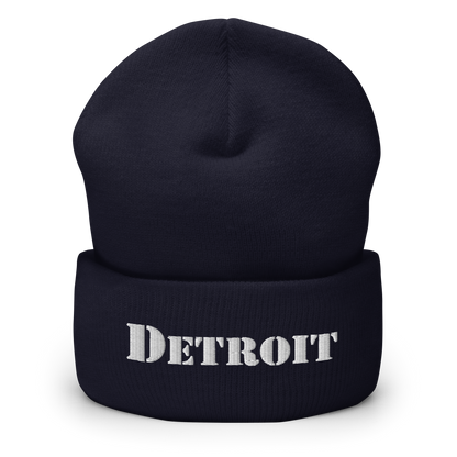 'Detroit' Cuffed Beanie (Army Font)