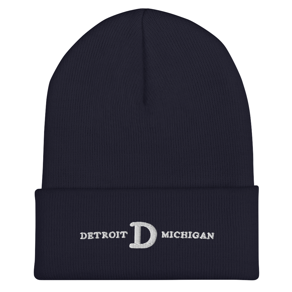 'Detroit Michigan' Cuffed Beanie (w/ Old French 'D')