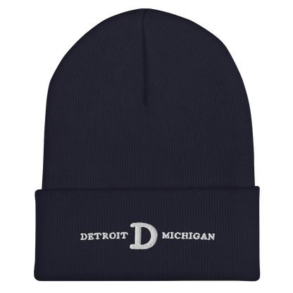 'Detroit Michigan' Cuffed Beanie (w/ Old French 'D')