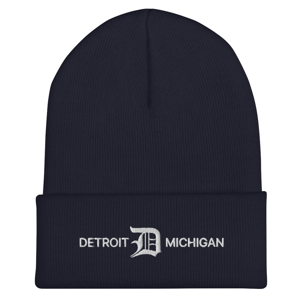 'Detroit Michigan' Cuffed Beanie (w/ Old English 'D')