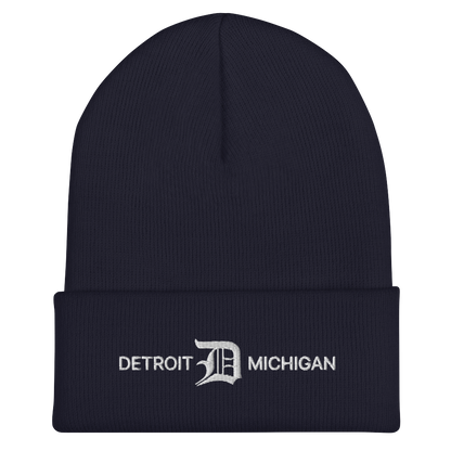 'Detroit Michigan' Cuffed Beanie (w/ Old English 'D')