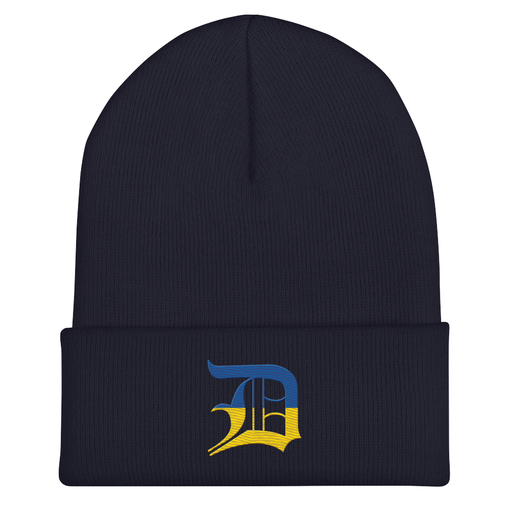 Detroit 'Old English D' Cuffed Beanie (Ukraine Edition)