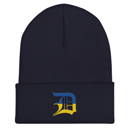 Detroit 'Old English D' Cuffed Beanie (Ukraine Edition)