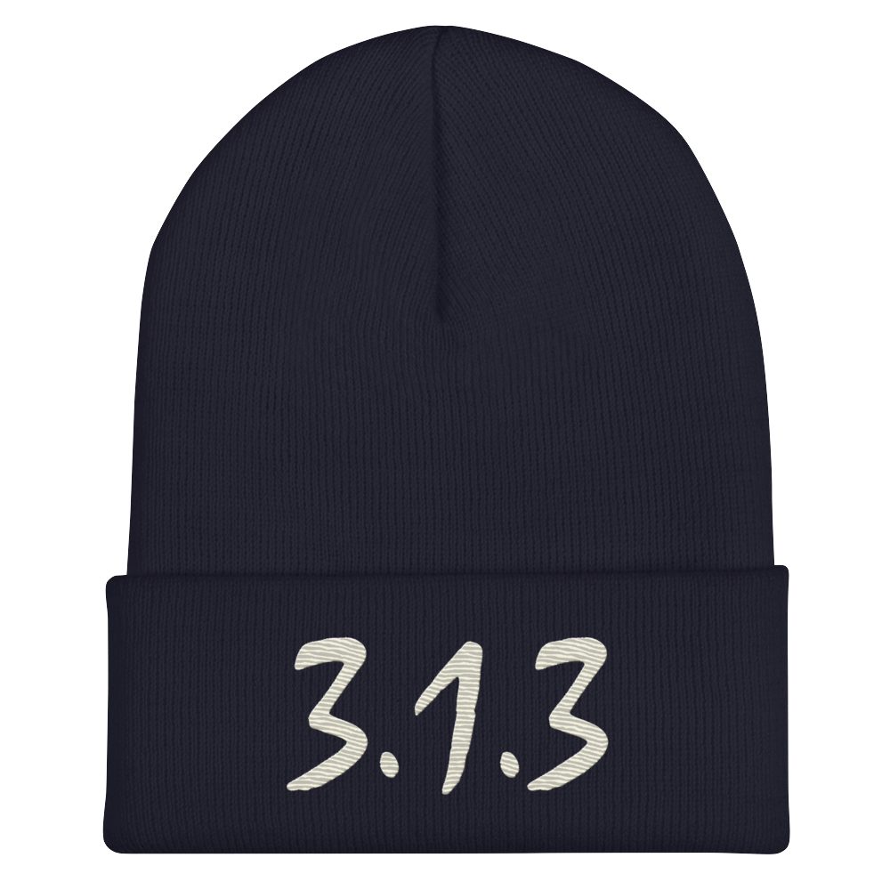 Detroit '313' Cuffed Beanie (Compton Font) | Ivory White