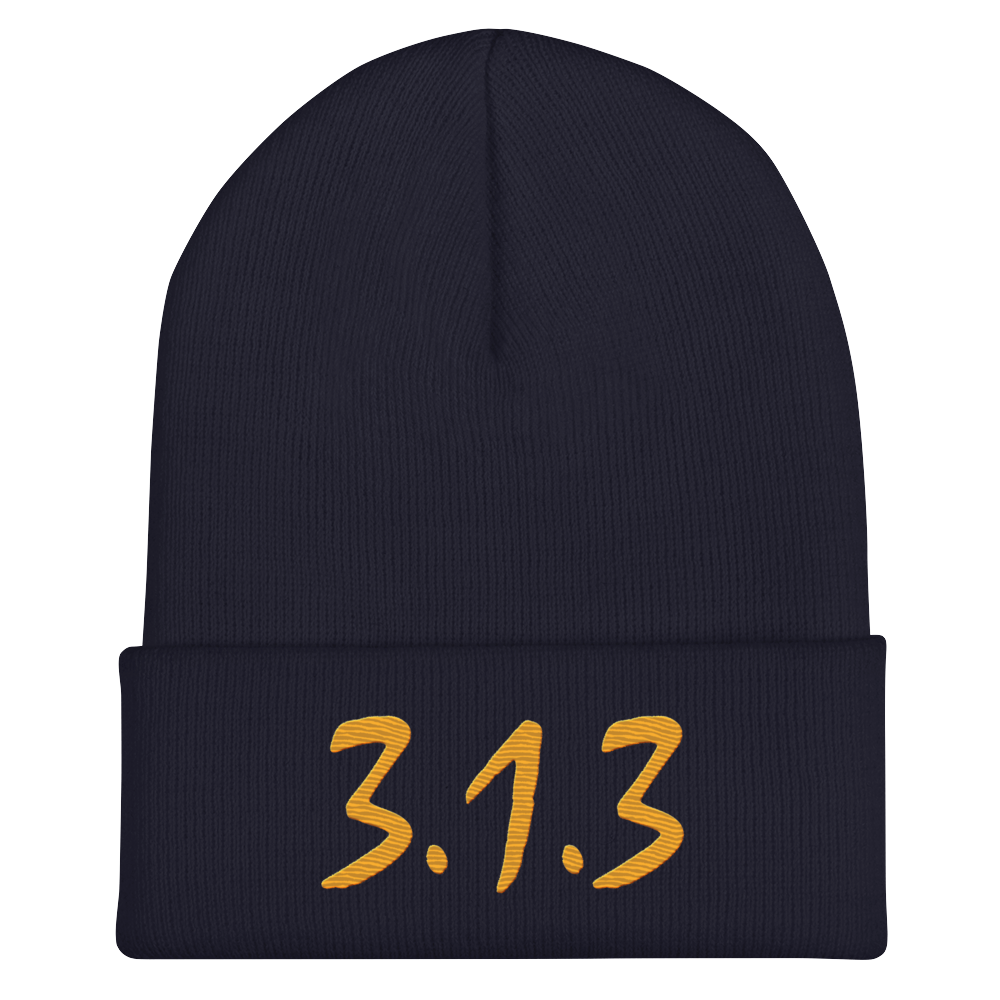 Detroit '313' Cuffed Beanie (Compton Font) | Gold