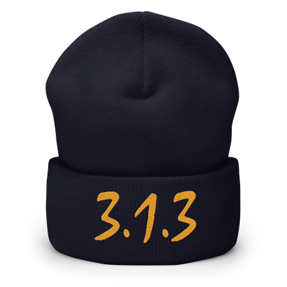 Detroit '313' Cuffed Beanie (Compton Font) | Gold