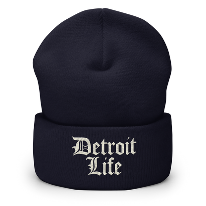 'Detroit Life' Cuffed Beanie | Ivory White