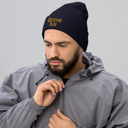 'Detroit Life' Cuffed Beanie | Gold