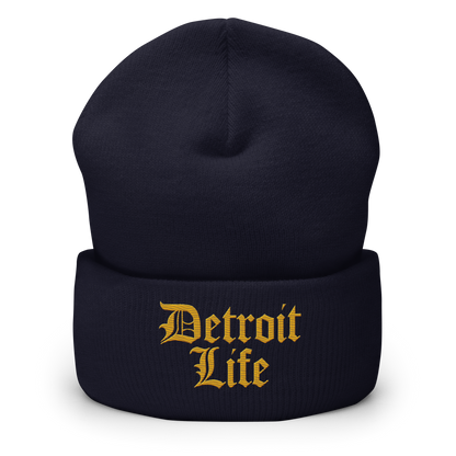 'Detroit Life' Cuffed Beanie | Gold