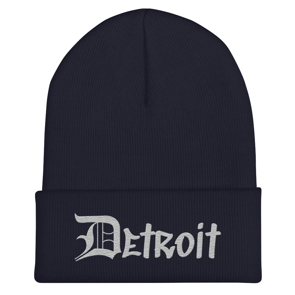 'Detroit' Cuffed Beanie (OED Tag Font) | Platinum