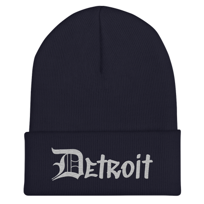 'Detroit' Cuffed Beanie (OED Tag Font) | Platinum