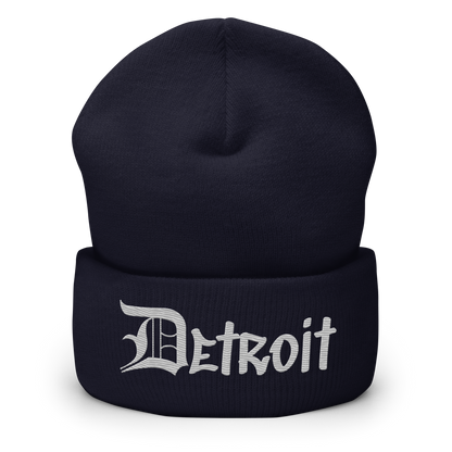 'Detroit' Cuffed Beanie (OED Tag Font) | Platinum