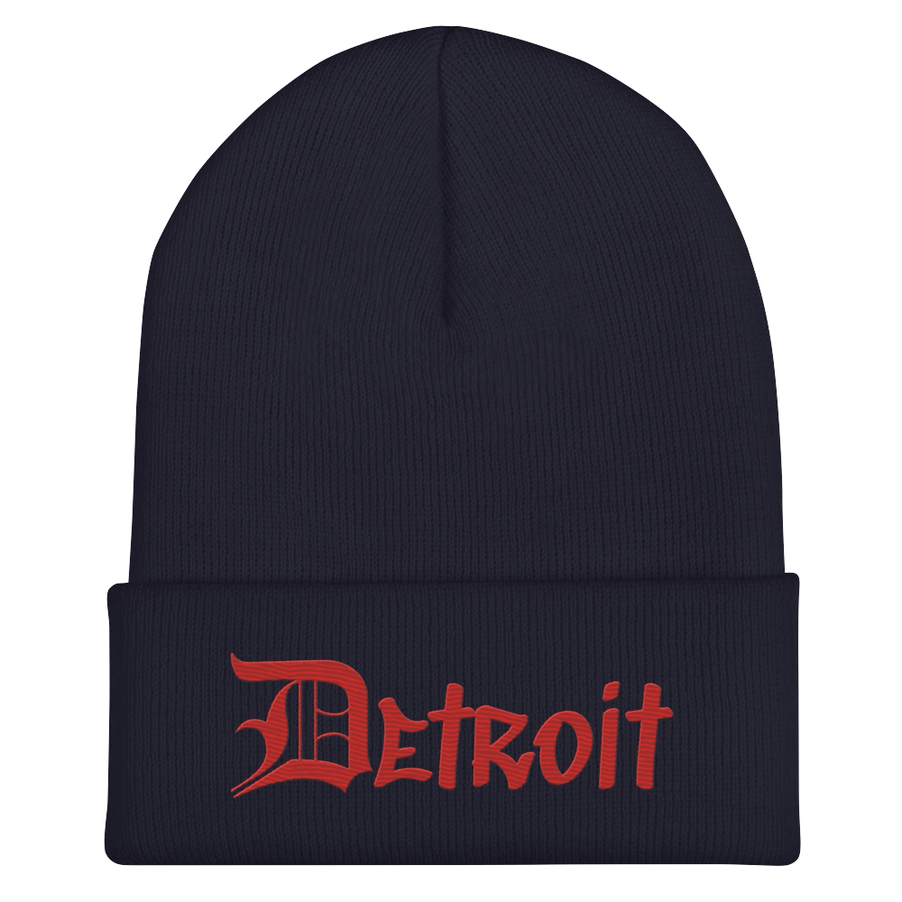 'Detroit' Cuffed Beanie (OED Tag Font) | Aliform Red