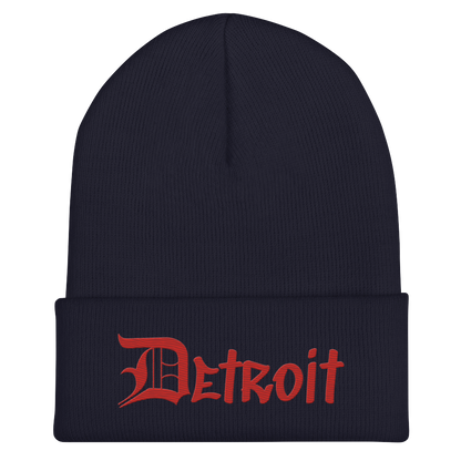 'Detroit' Cuffed Beanie (OED Tag Font) | Aliform Red