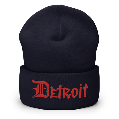 'Detroit' Cuffed Beanie (OED Tag Font) | Aliform Red