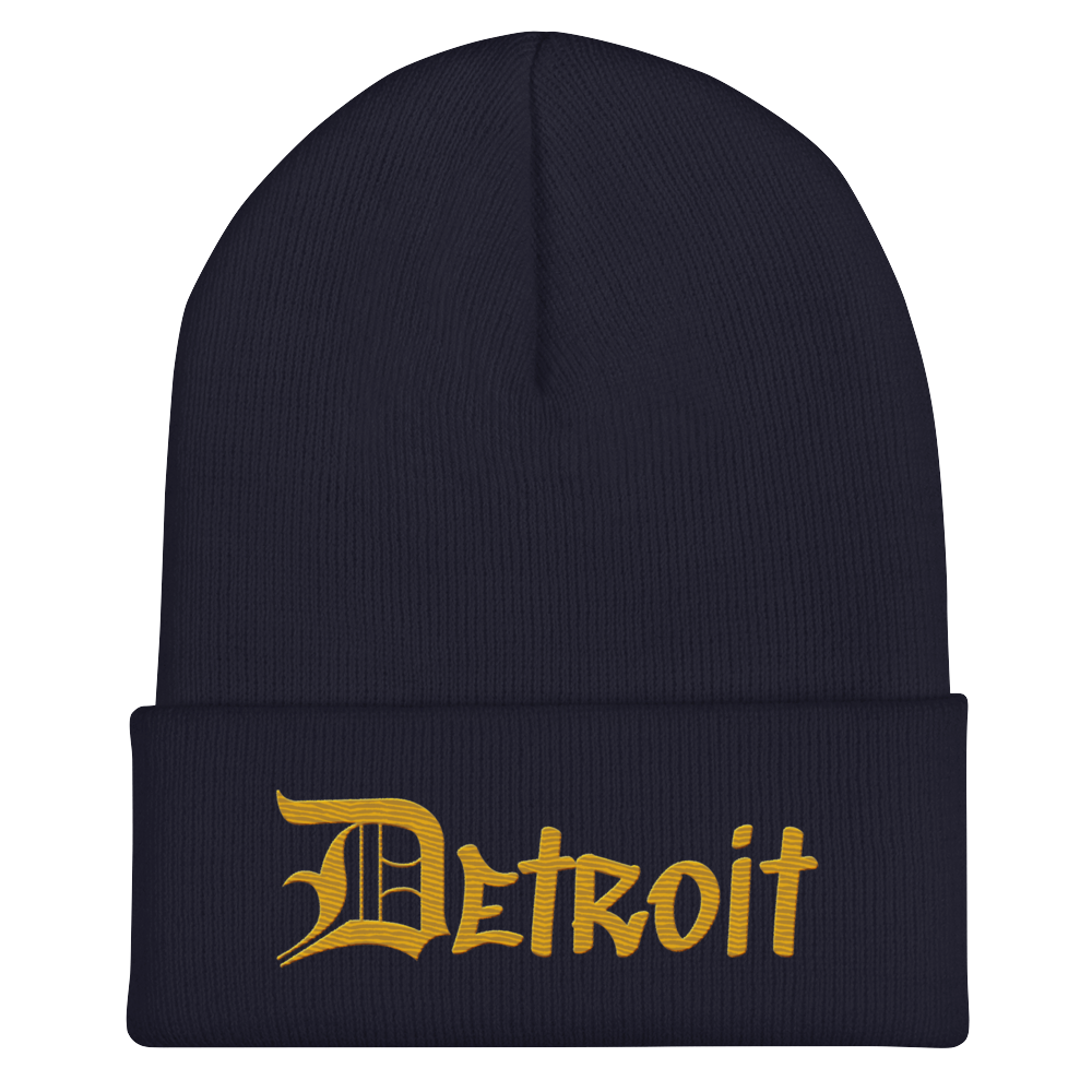 'Detroit' Cuffed Beanie (OED Tag Font) | Gold