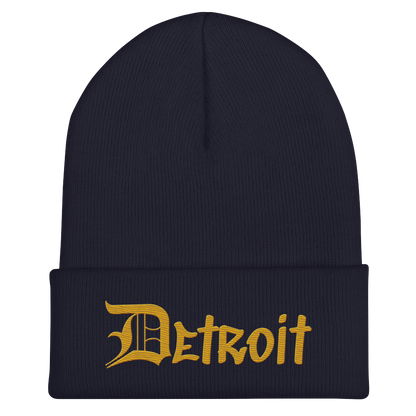 'Detroit' Cuffed Beanie (OED Tag Font) | Gold