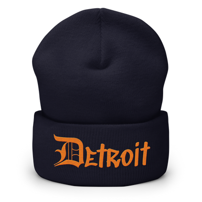 'Detroit' Cuffed Beanie (OED Tag Font) | Orange