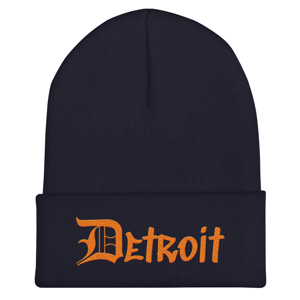 'Detroit' Cuffed Beanie (OED Tag Font) | Orange