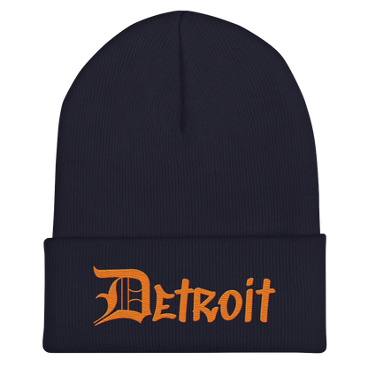 'Detroit' Cuffed Beanie (OED Tag Font) | Orange