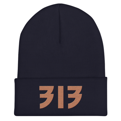 Detroit '313' Cuffed Beanie (Glam Font) | Copper