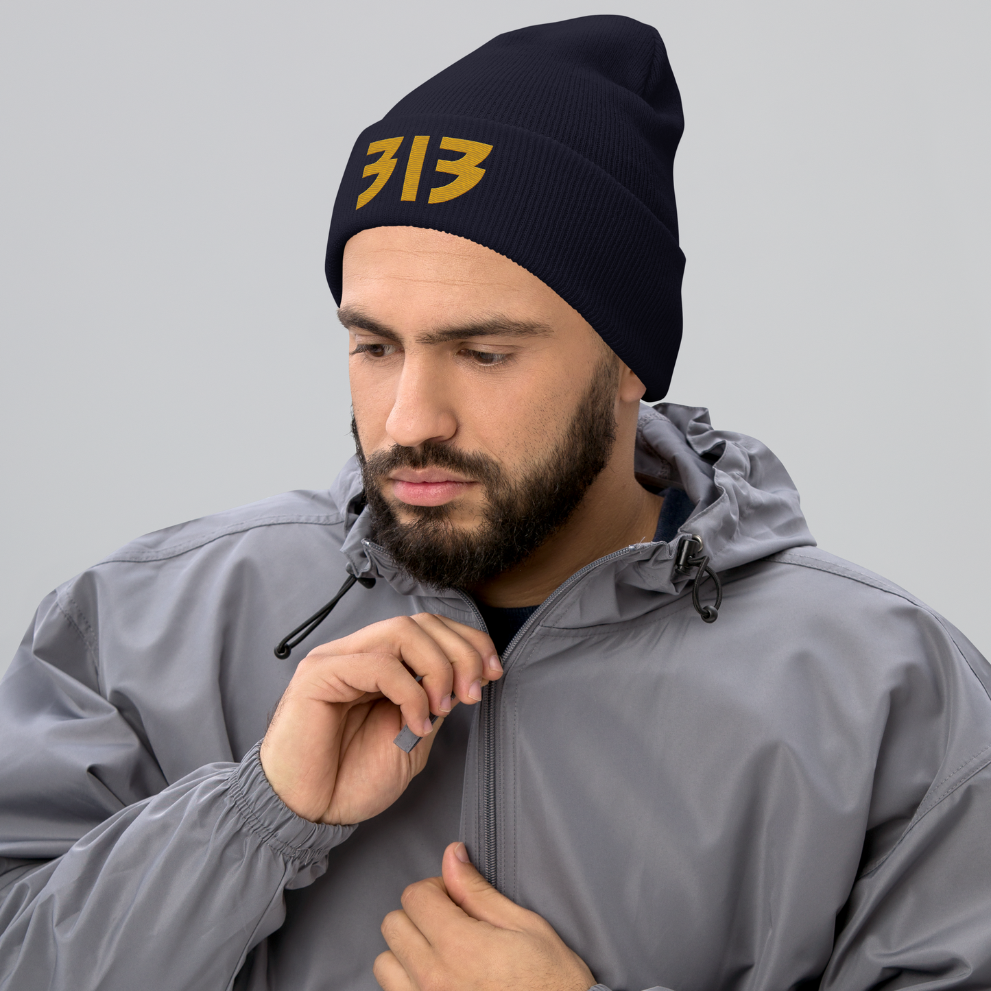 Detroit '313' Cuffed Beanie (Glam Font) | Gold