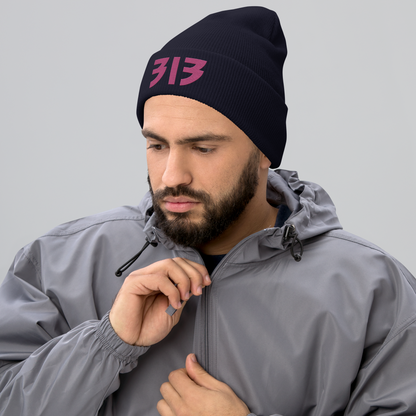 Detroit '313' Cuffed Beanie (Glam Font) | Apple Blossom Pink