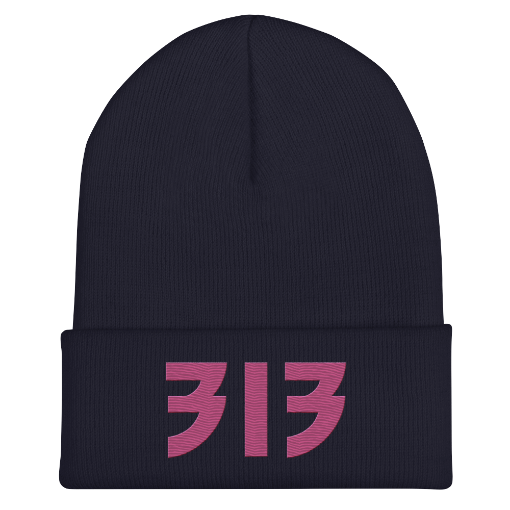 Detroit '313' Cuffed Beanie (Glam Font) | Apple Blossom Pink