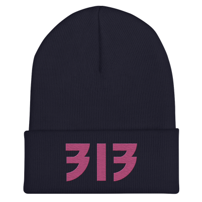 Detroit '313' Cuffed Beanie (Glam Font) | Apple Blossom Pink