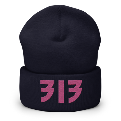 Detroit '313' Cuffed Beanie (Glam Font) | Apple Blossom Pink