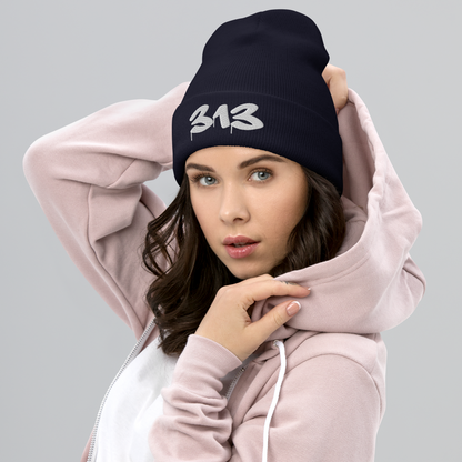 Detroit '313' Cuffed Beanie (Tag Font)