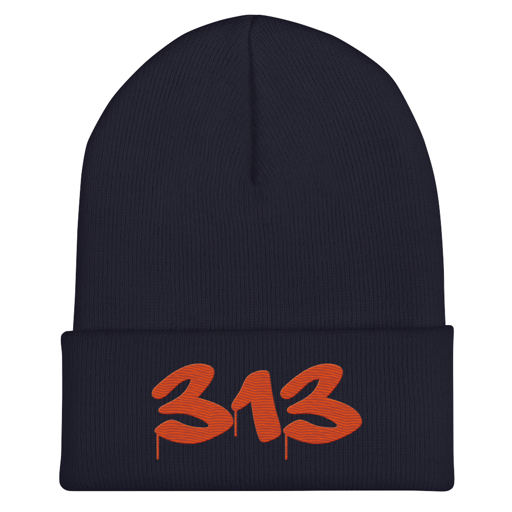 Detroit '313' Cuffed Beanie (Tag Font) | Orange