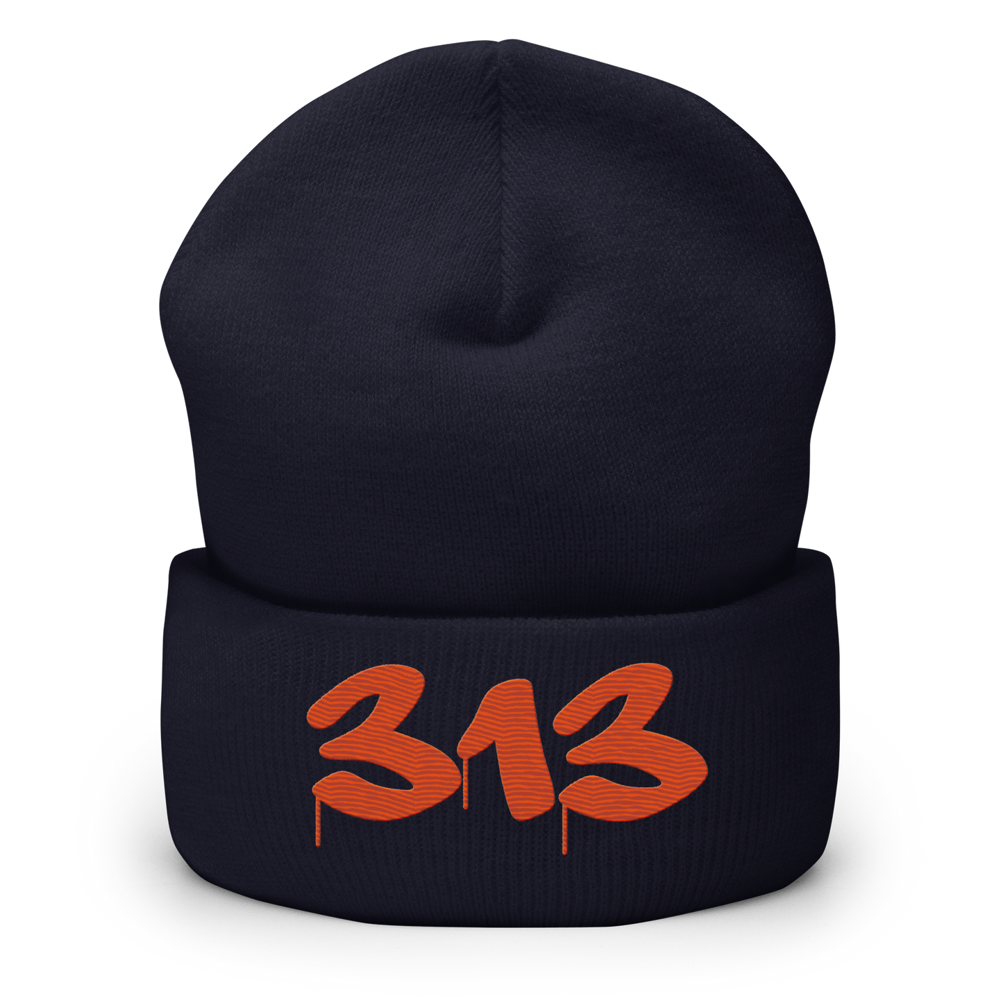 Detroit '313' Cuffed Beanie (Tag Font) | Orange