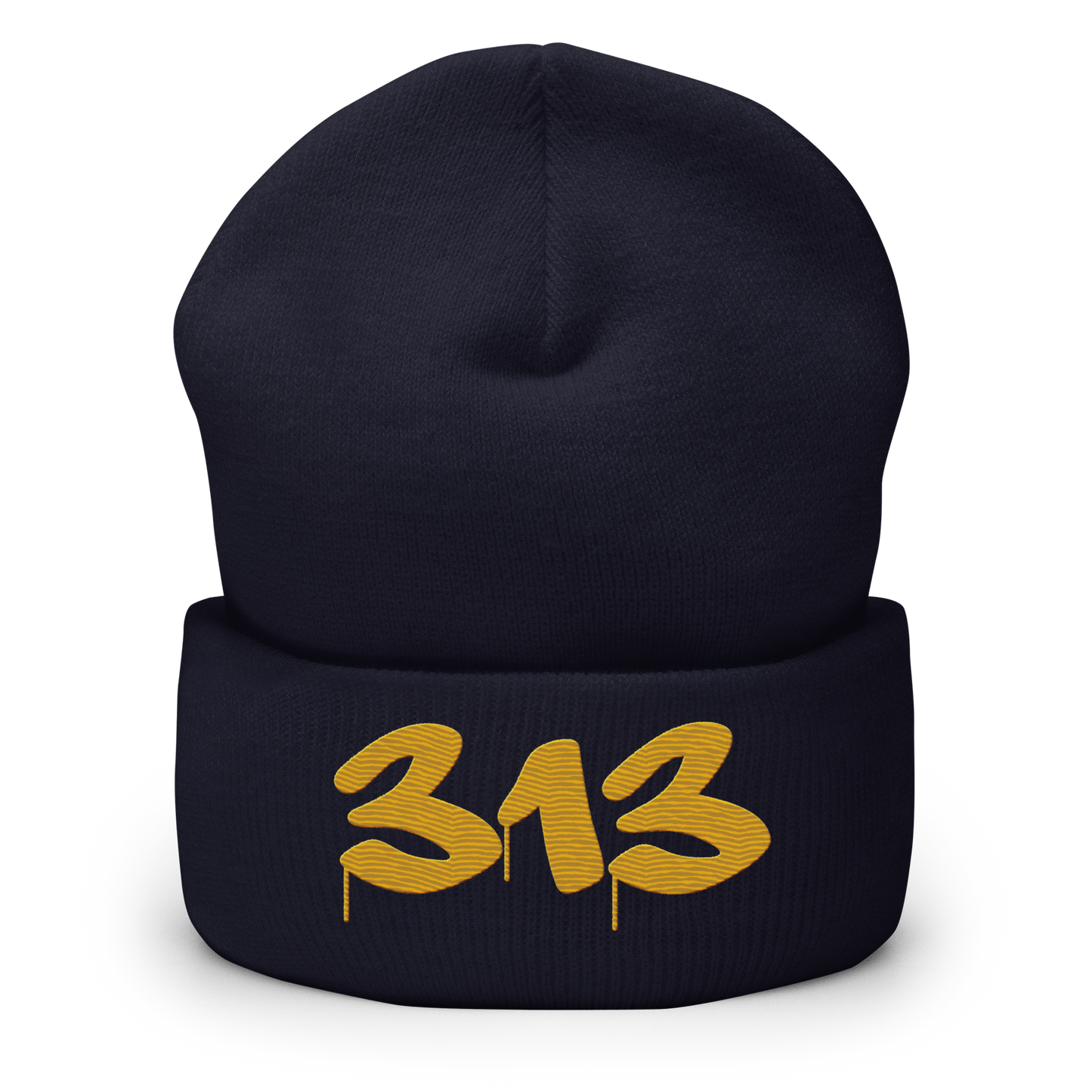 Detroit '313' Cuffed Beanie (Tag Font) | Gold