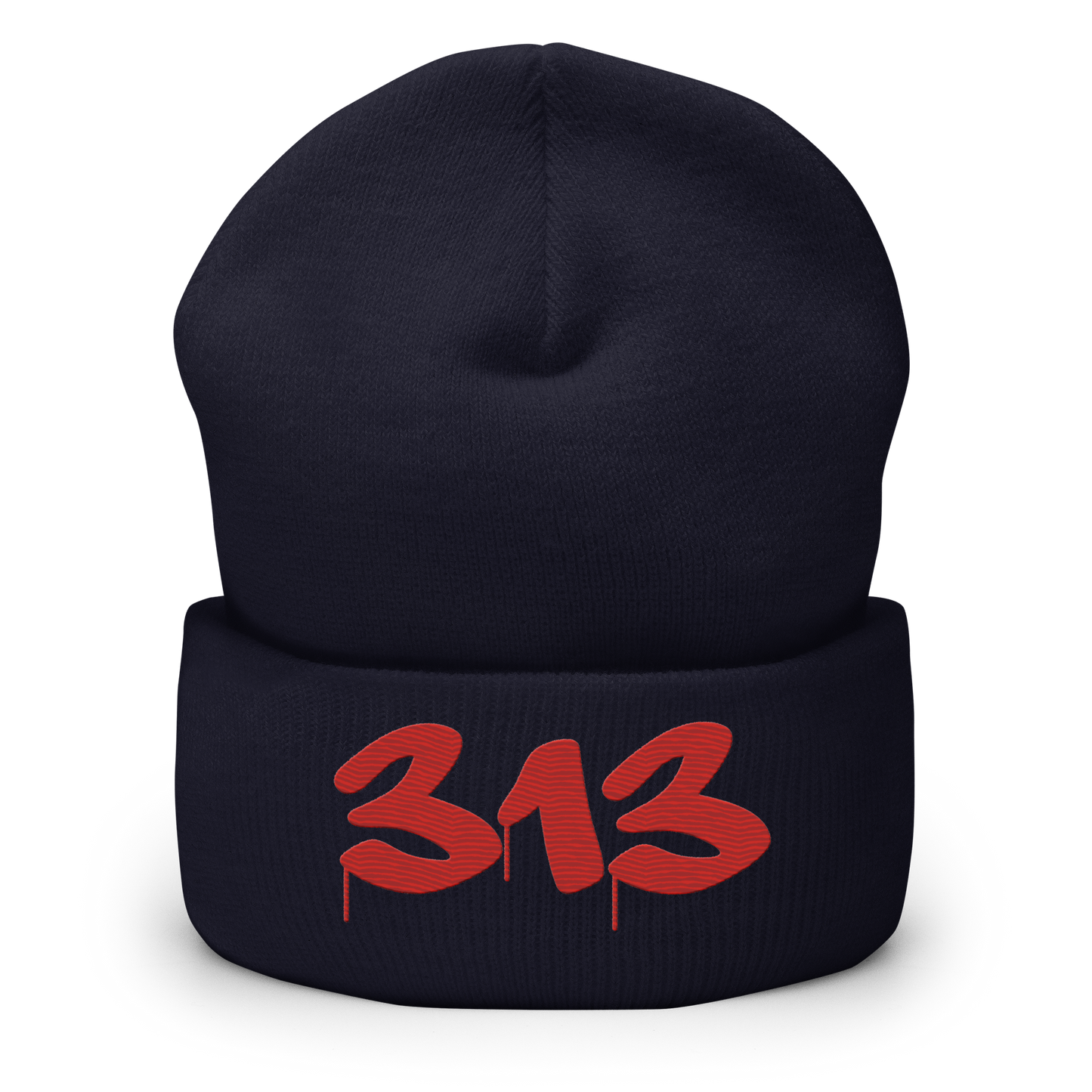 Detroit '313' Cuffed Beanie (Tag Font) | Aliform Red