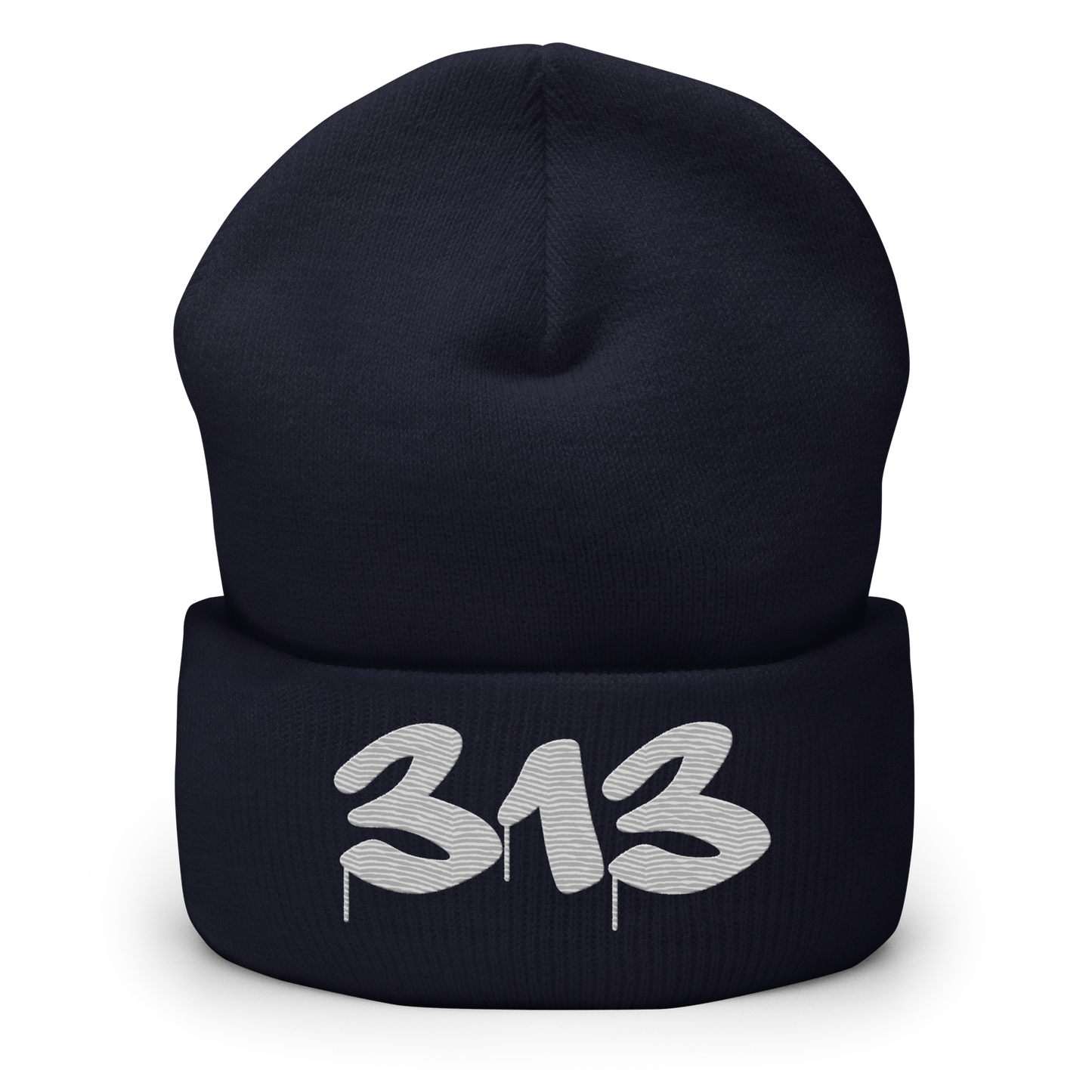 Detroit '313' Cuffed Beanie (Tag Font) | Platinum