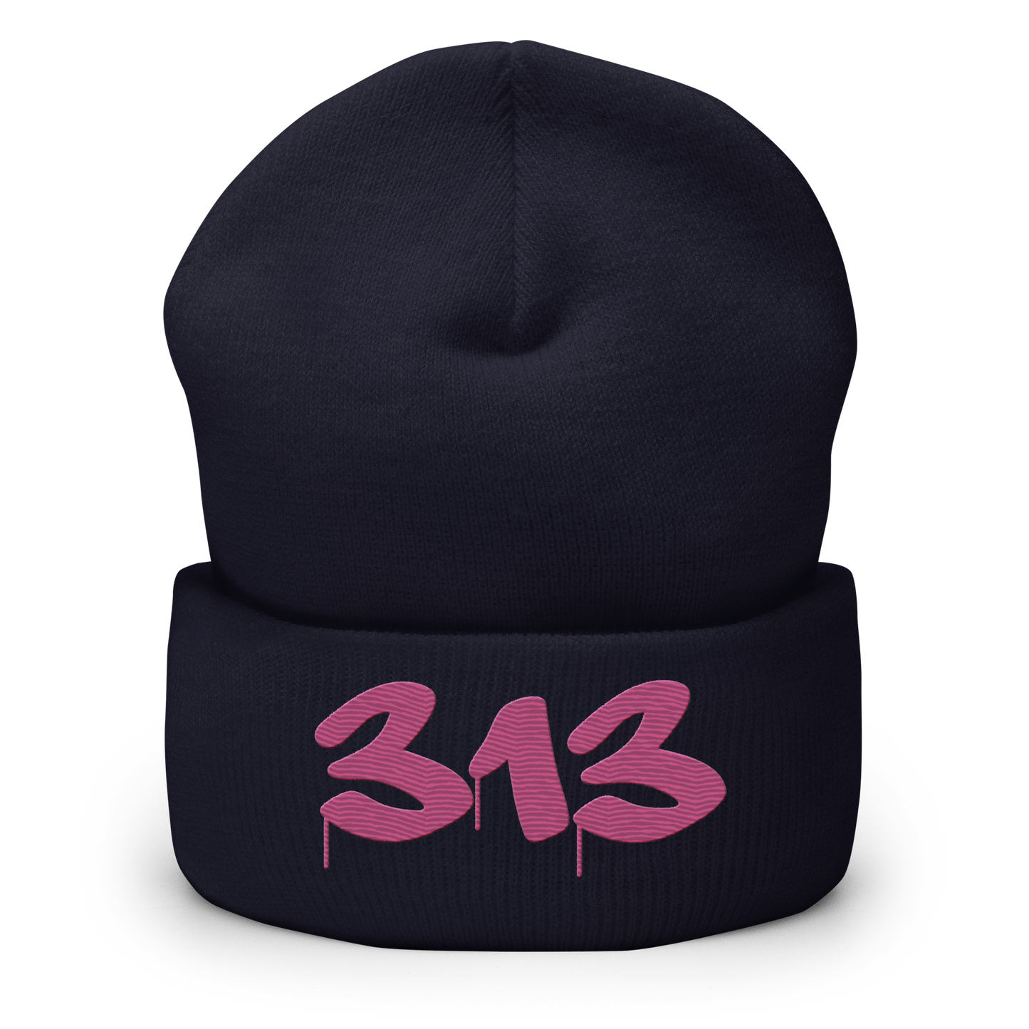 Detroit '313' Cuffed Beanie (Tag Font) | Apple Blossom Pink