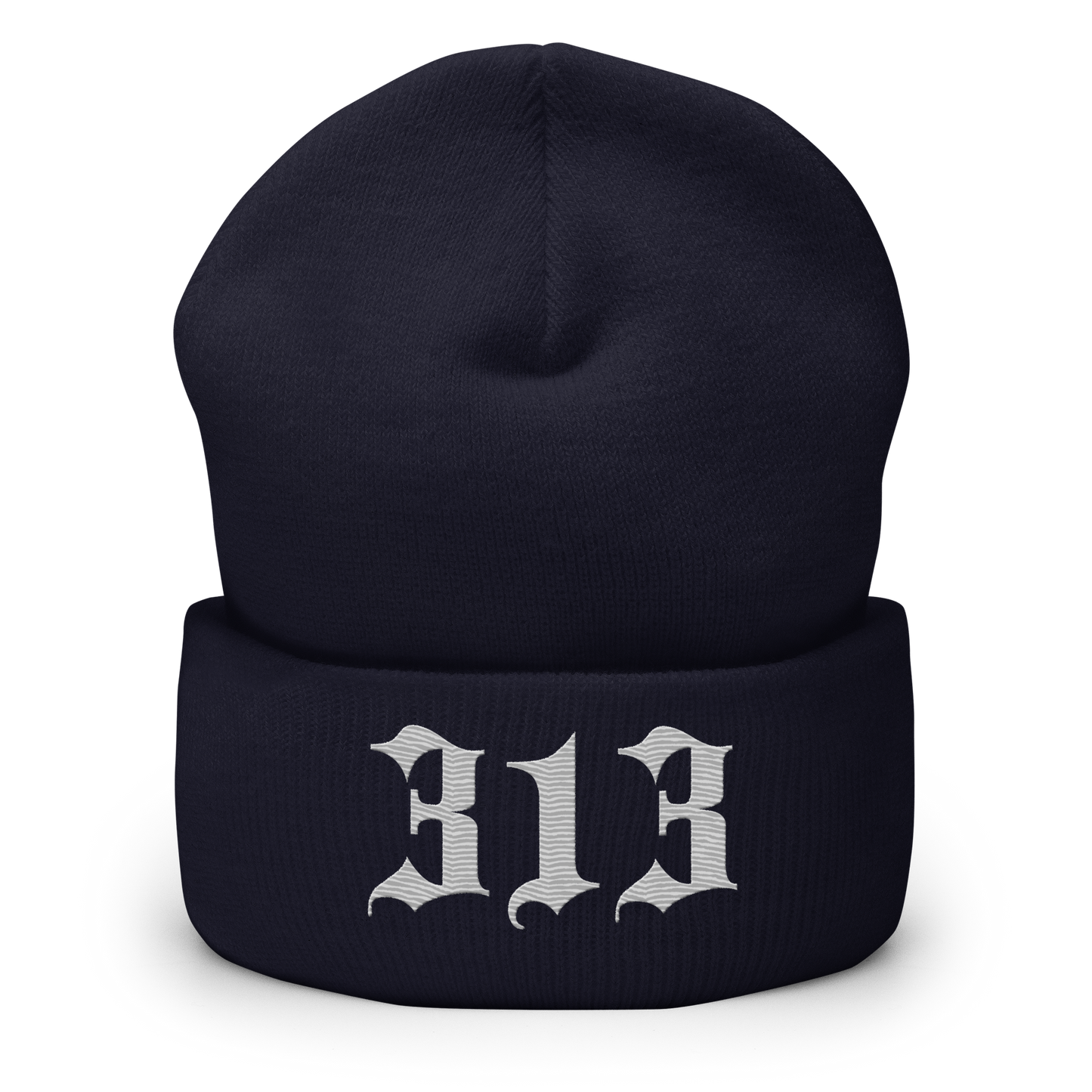 Detroit '313' Cuffed Beanie (Old English Font) | Platinum