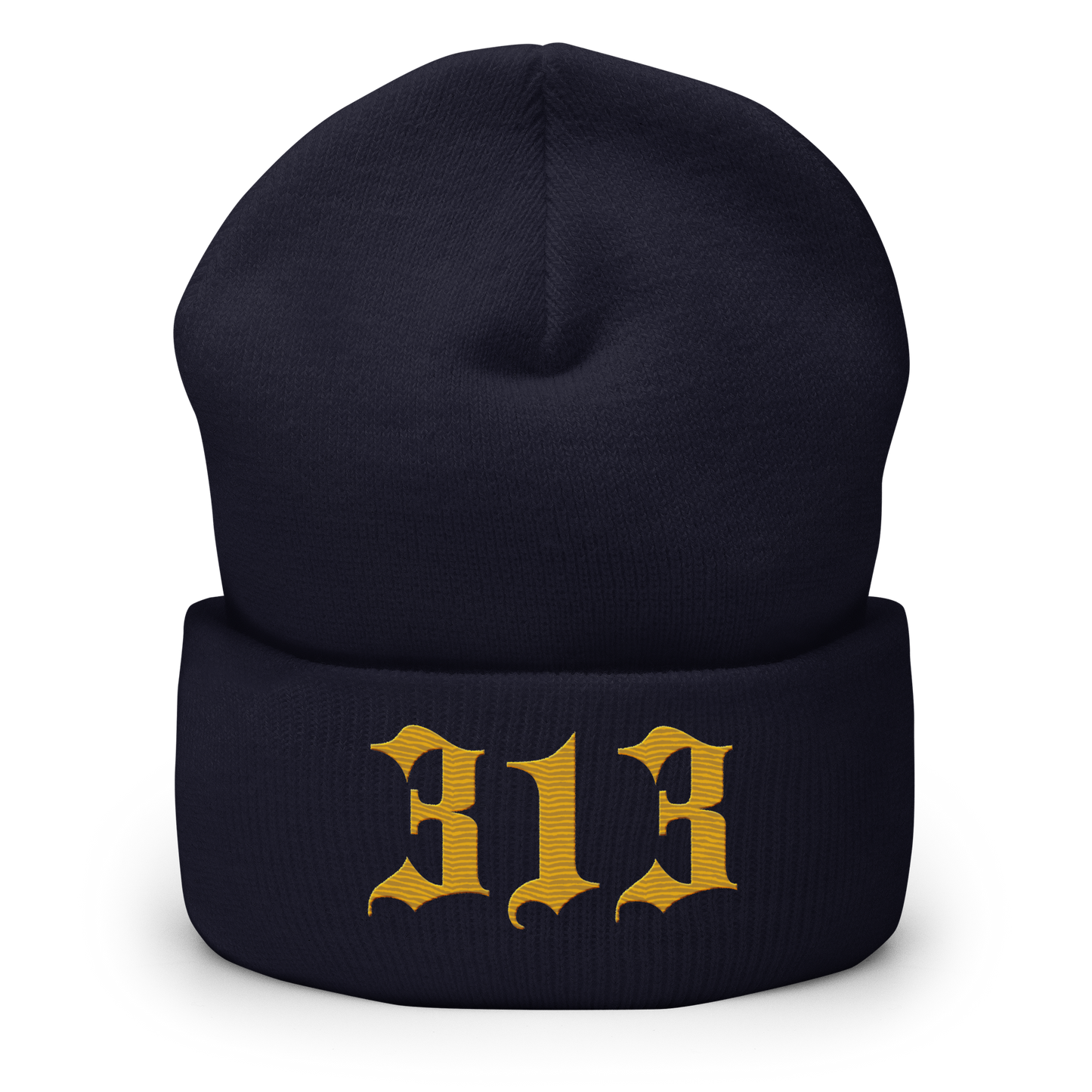 Detroit '313' Cuffed Beanie (Old English Font) | Gold