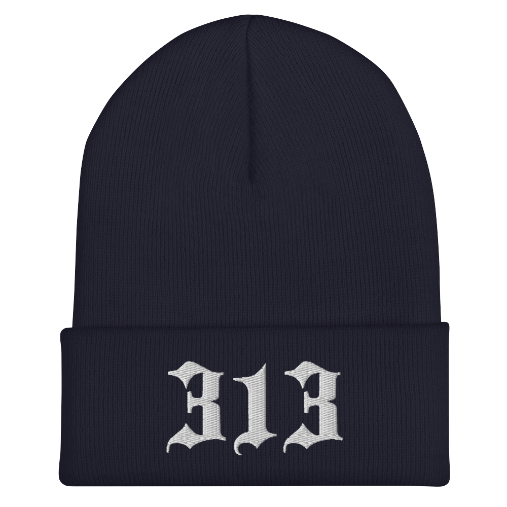 Detroit '313' Cuffed Beanie (Old English Font)