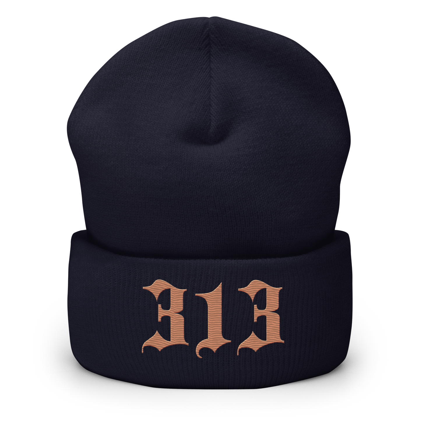 Detroit '313' Cuffed Beanie (Old English Font) | Copper