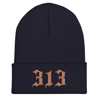 Detroit '313' Cuffed Beanie (Old English Font) | Copper