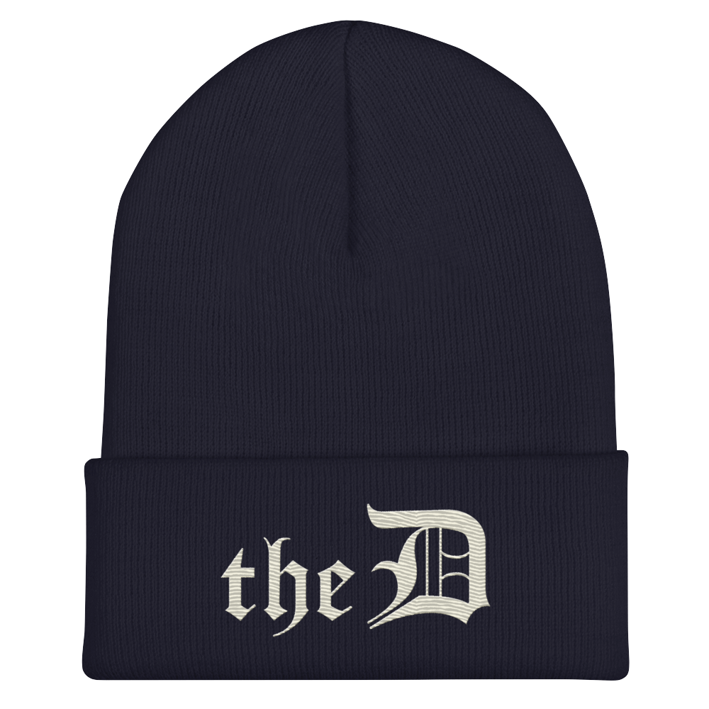 Detroit 'The D' Cuffed Beanie | Ivory White