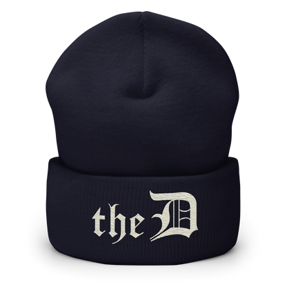 Detroit 'The D' Cuffed Beanie | Ivory White